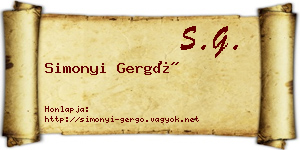 Simonyi Gergő névjegykártya